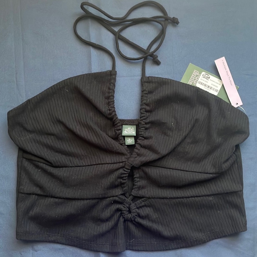 Black Lace up Halter Top
